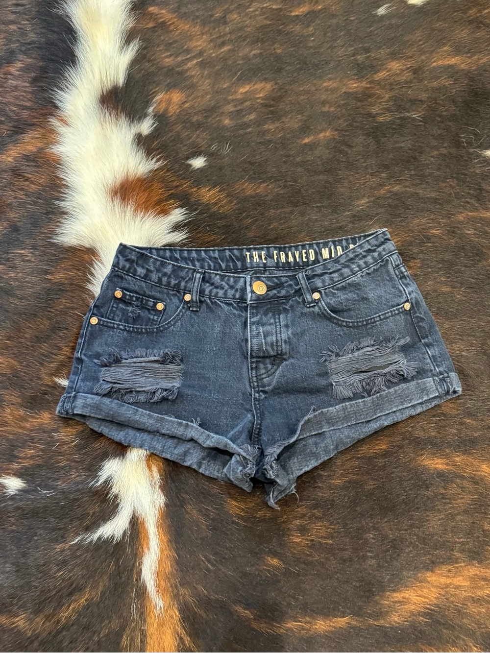 Black Distressed Denim Shorts - Women